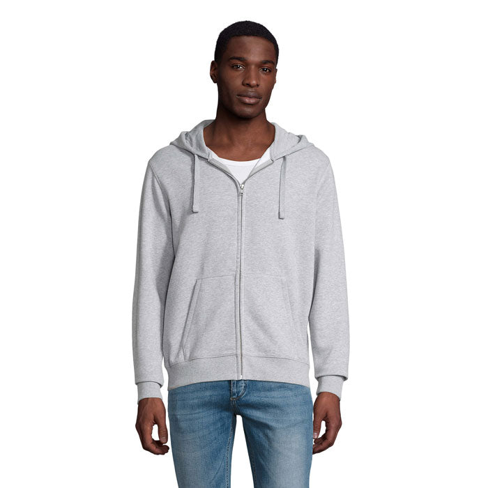 Branded Men's Zip Hoodie in Grey