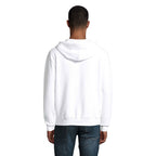 Branded men's zip hoodie, back view