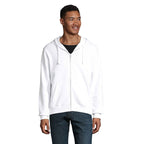 Branded men's zip hoodie, front view