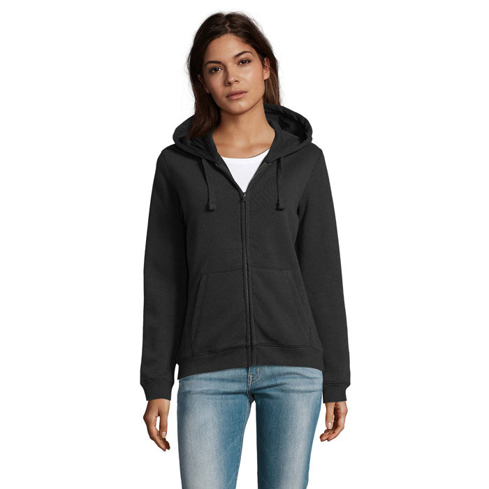 Branded Women's Zip Hoodie in Black