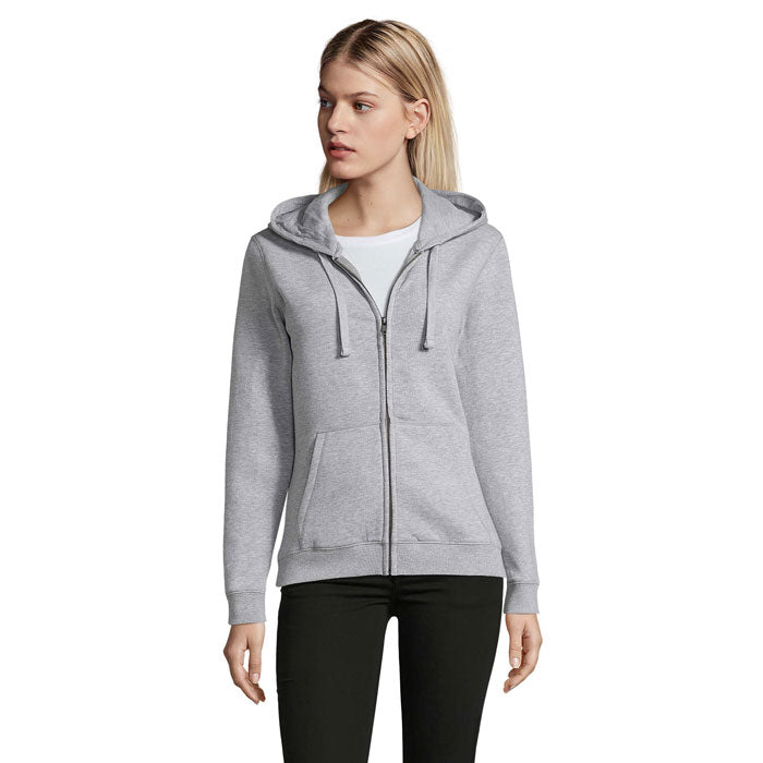 Branded Women's Zip Hoodie in Grey