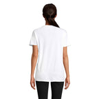 White branded lightweight organic t-shirt, side view