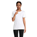 White branded lightweight organic t-shirt, front view