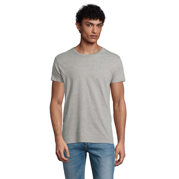 Branded Organic Fitted T-Shirt in Grey