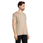 Branded organic fitted t-shirt, side view