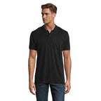 Branded Organic Piqué Men's Polo Shirt in Black