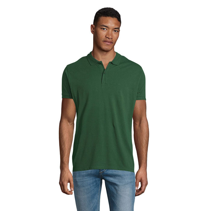 Branded Organic Piqué Men's Polo Shirt in Green
