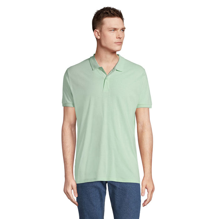 Branded Organic Piqué Men's Polo Shirt colour option GN