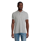 Branded Organic Piqué Men's Polo Shirt in Grey
