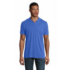 Branded Organic Piqué Men's Polo Shirt in Blue