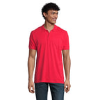 Branded Organic Piqué Men's Polo Shirt in Red