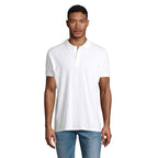 Branded Organic Piqué Men's Polo Shirt in White