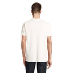 Off-white organic pique men's polo shirt, back view