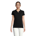 Branded Organic Piqué Women's Polo Shirt in Black