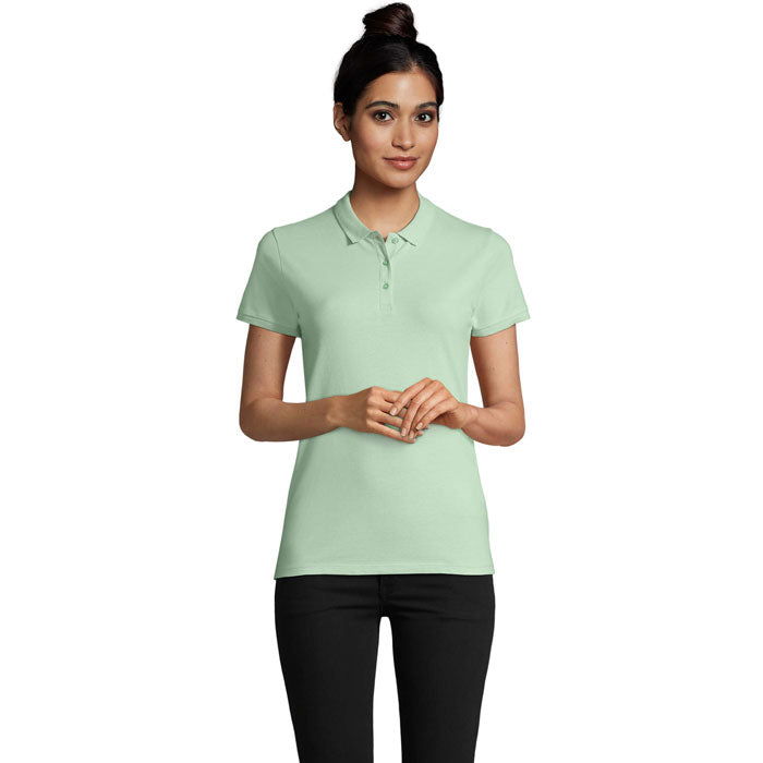Branded Organic Piqué Women's Polo Shirt colour option GN