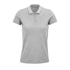 Branded Organic Piqué Women's Polo Shirt in Grey