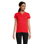 Branded Organic Piqué Women's Polo Shirt in Red