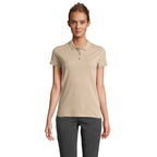 Branded Organic Piqué Women's Polo Shirt in Brown