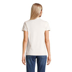 Off-white organic pique women's polo shirt, back view