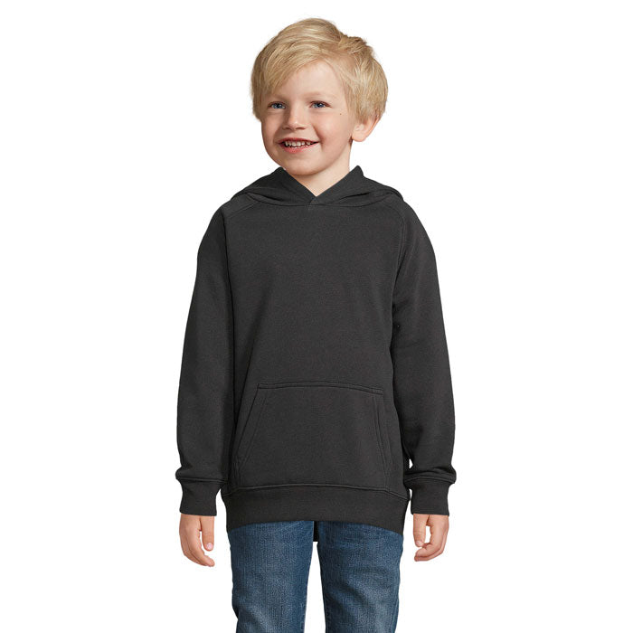 Branded Kids Organic Pullover Hoodie in Black