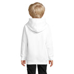 Branded kids organic pullover hoodie, back view