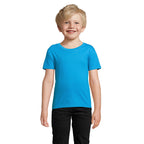 Branded Organic Fitted Kids T-Shirt in Blue