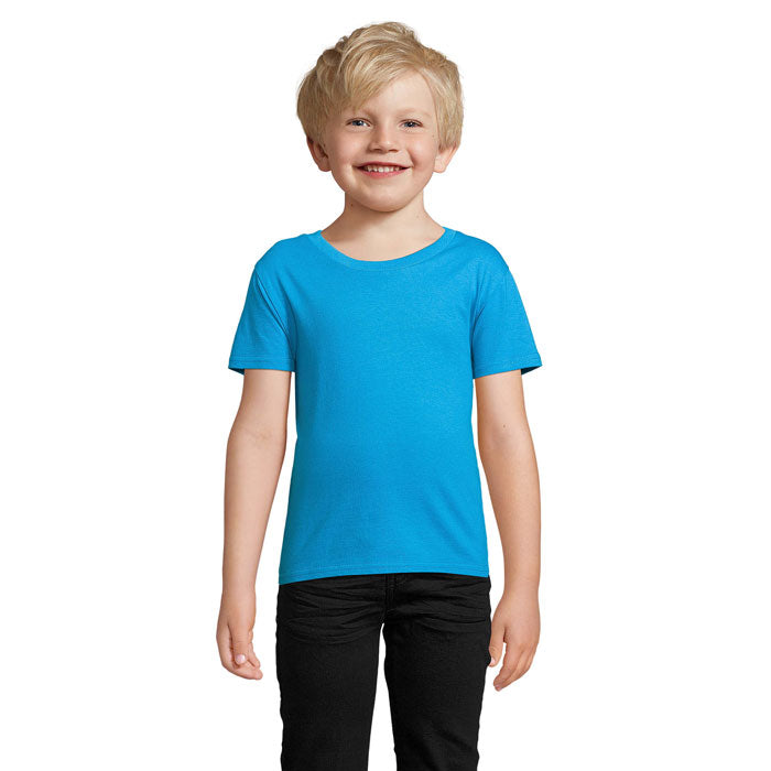 Branded Organic Fitted Kids T-Shirt in Blue