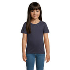 Branded Organic Fitted Kids T-Shirt in Blue