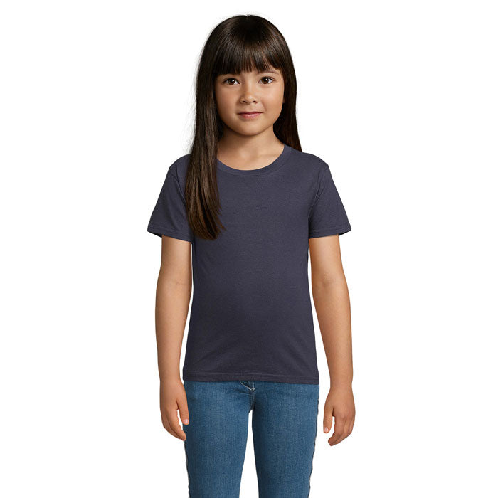 Branded Organic Fitted Kids T-Shirt in Blue