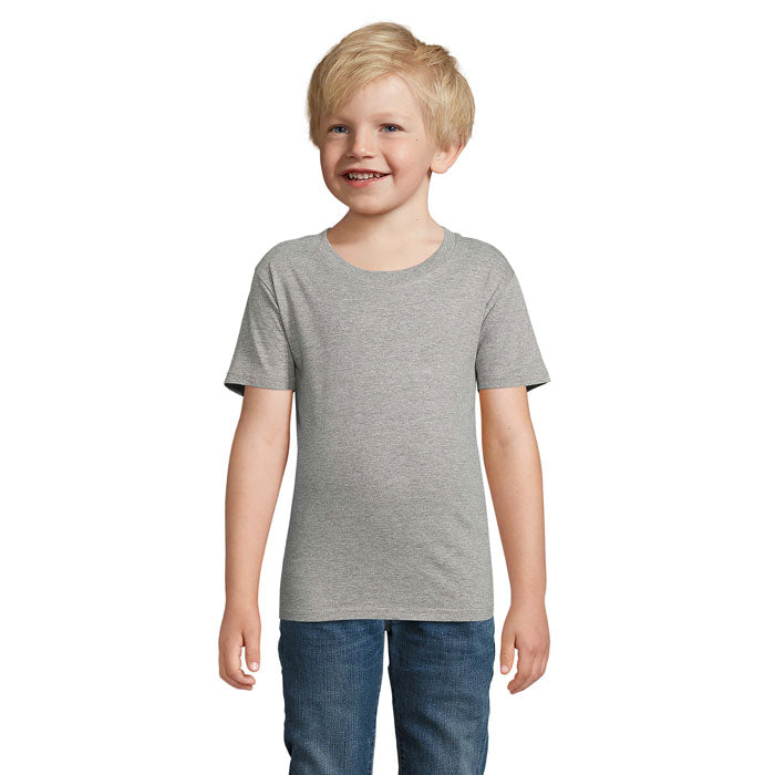 Branded Organic Fitted Kids T-Shirt in Grey
