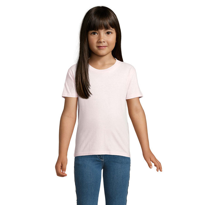 Branded Organic Fitted Kids T-Shirt in Pink