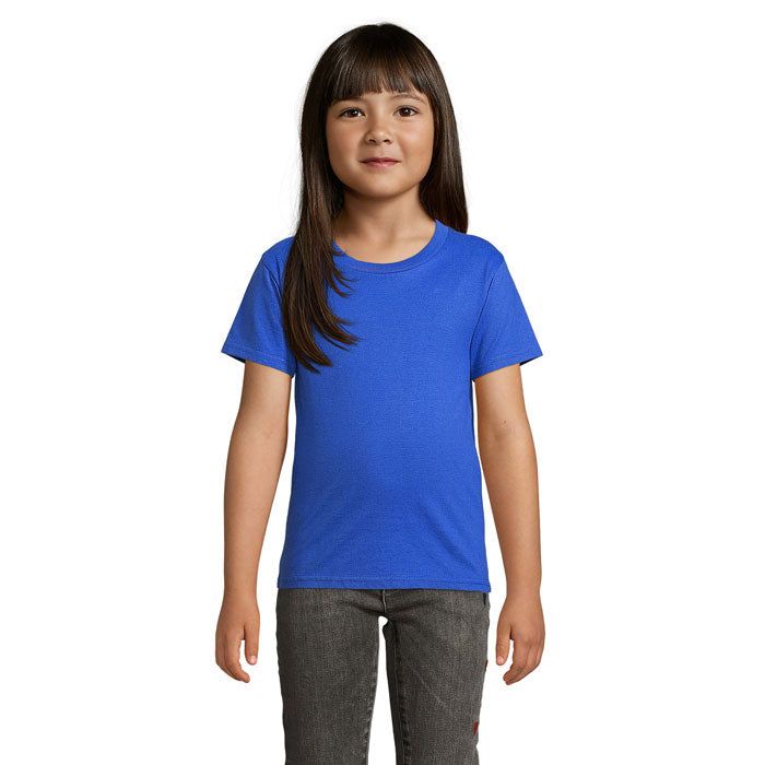 Branded Organic Fitted Kids T-Shirt in Blue