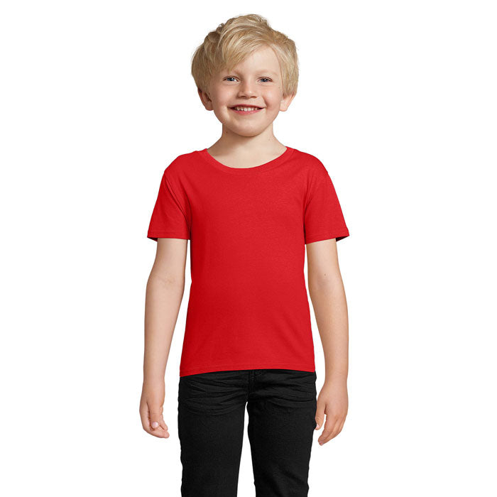 Branded Organic Fitted Kids T-Shirt in Red