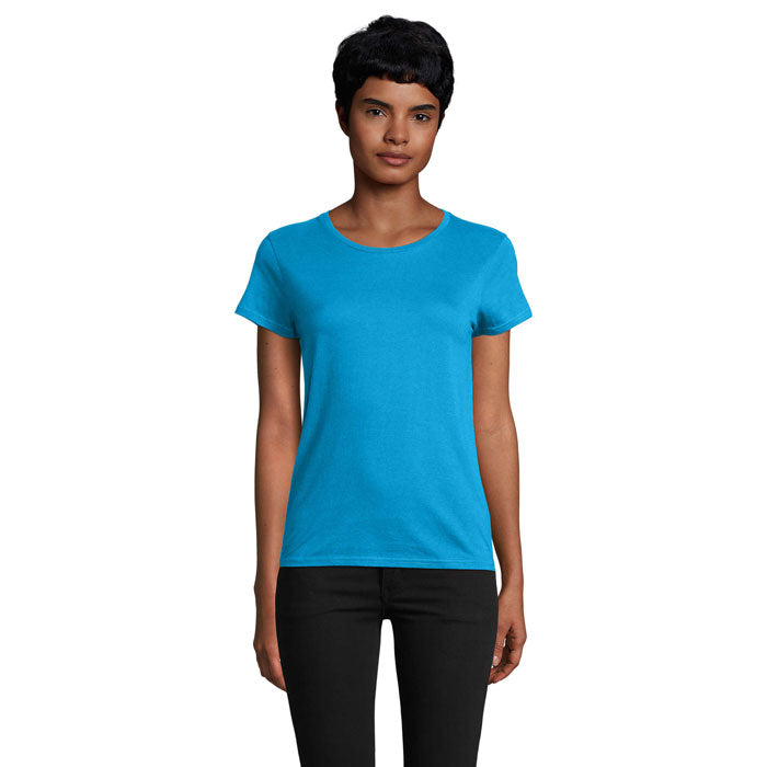 Branded Organic Fitted Women's T-Shirt in Blue