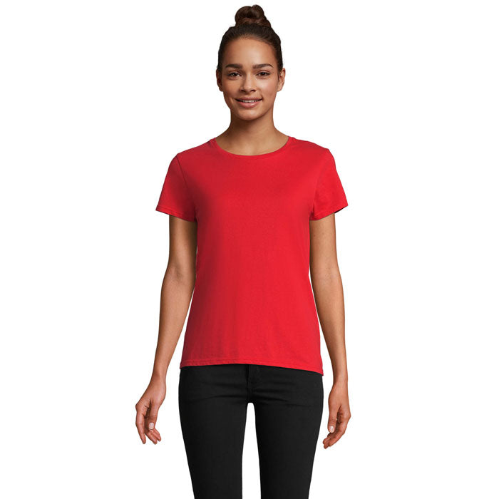 Branded Organic Fitted Women's T-Shirt in Red