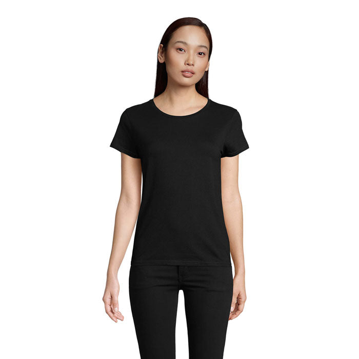 Branded Organic Fitted Women's T-Shirt in Black
