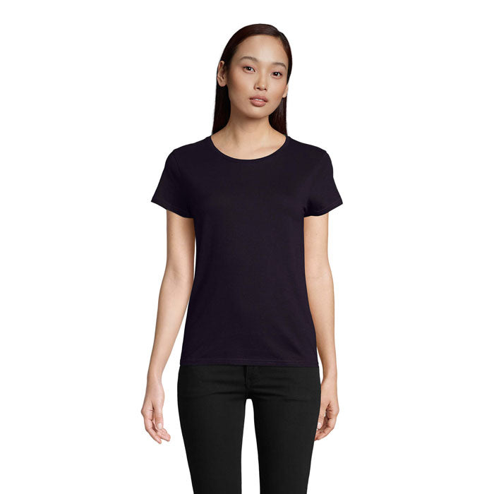 Branded Organic Fitted Women's T-Shirt in Blue