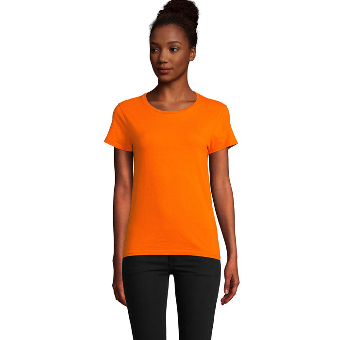 Branded Organic Fitted Women's T-Shirt in Orange