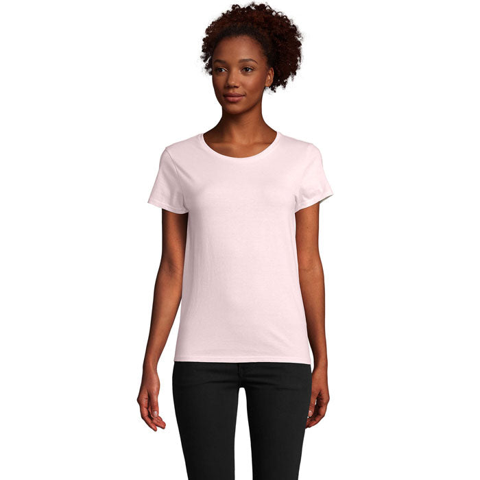 Branded Organic Fitted Women's T-Shirt in Pink