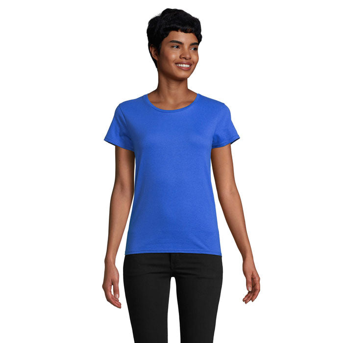 Branded Organic Fitted Women's T-Shirt in Blue