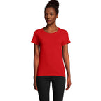 Branded Organic Fitted Women's T-Shirt in Red