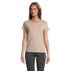 Branded organic fitted women's t-shirt, front view