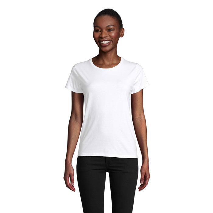 Branded Organic Fitted Women's T-Shirt in White