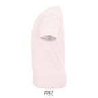 Pink branded value organic kids t-shirt, side view
