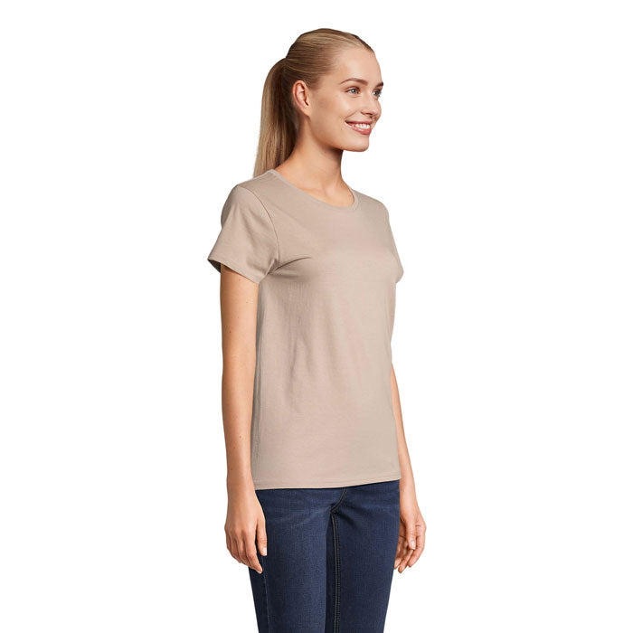 Branded value organic women's t-shirt, side view