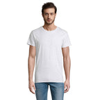 Grey branded value organic men's t-shirt, front view