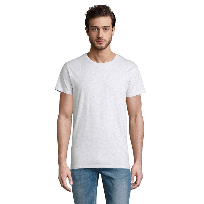 Grey branded value organic men's t-shirt, front view