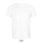 White branded recycled offcut t-shirt, front view
