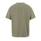 Khaki branded boxy men's t-shirt, back view
