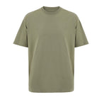 Khaki branded boxy men's t-shirt, front view